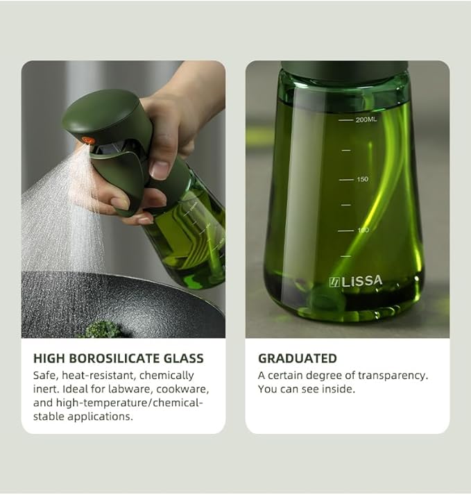 Light-Proof Glass Oil Sprayer For Cooking Air Fryer Salad BBQ,250ml Olive Oil (1)
