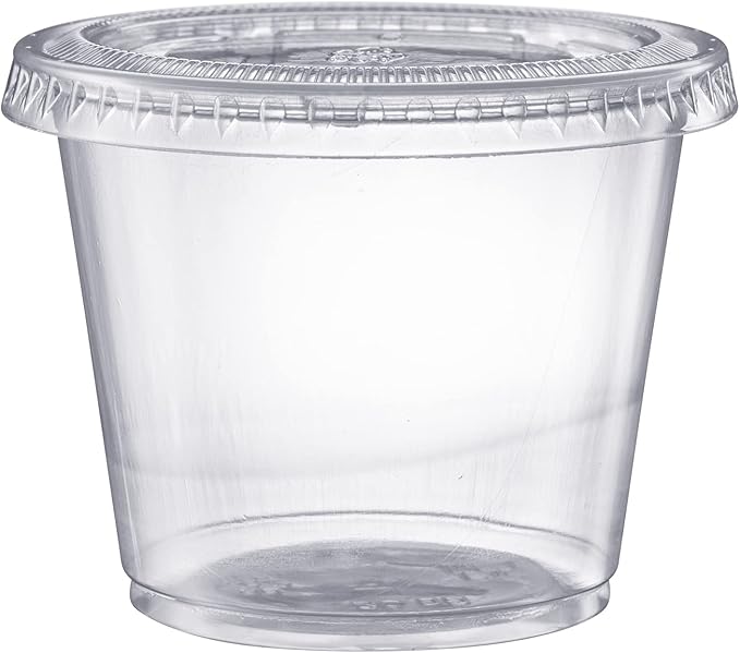 Pantry Value 5.5 oz Jello Shot Cups with Lids [100 Count] Clear Disposable Plastic Portion Containers for Snacks, Sides, Meal Prep & Sauces - Durable, Stackable, Leak-Resistant