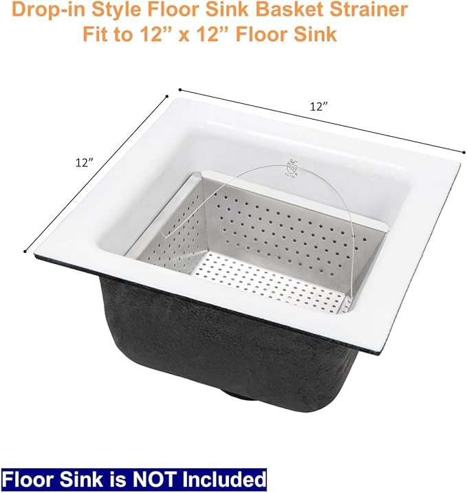 Leyso Stainless Steel Floor Sink Drop-in Basket Strainer Sink Drain Cover 8-1/2" x 8-1/2” x 3-1/8” for Kitchen, Restaurant, Bar, Buffet (Drop-in SS)