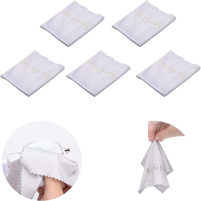 SooGree Glasses Cleaning Cloth Lens Microfiber Eyeglasses Wipes Cloth Lens Cleaner Camera Phone Computer Screen Scratch Resistant Soft Smooth Lint Free Cloth 5 Pack