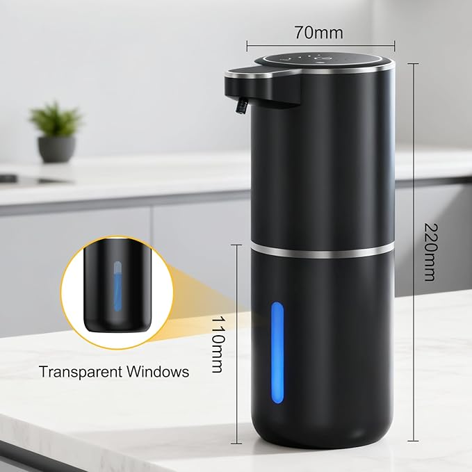 Automatic Soap Dispenser Touchless, Hand Soap Dispenser 13oz/380ml, Liquid Touchless Soap Dispensers with 4-Level, Wall Mounted or Countertop for Bathroom & Kitchen