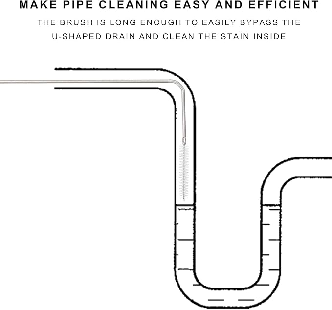 CiaraQ Bottle Cleaning Brushes, 8 Inch Nylon Tube Brush Set & A Flexible Long Drain Brush 60 inch, Cleaner for Narrow Neck Bottles Cups with Hook