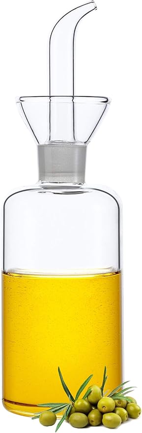 HAIZEEN 8oz/240ml Glass All-Purpose Cruet, Glass Oil Decanter and Cruet for Kitchen and BBQ