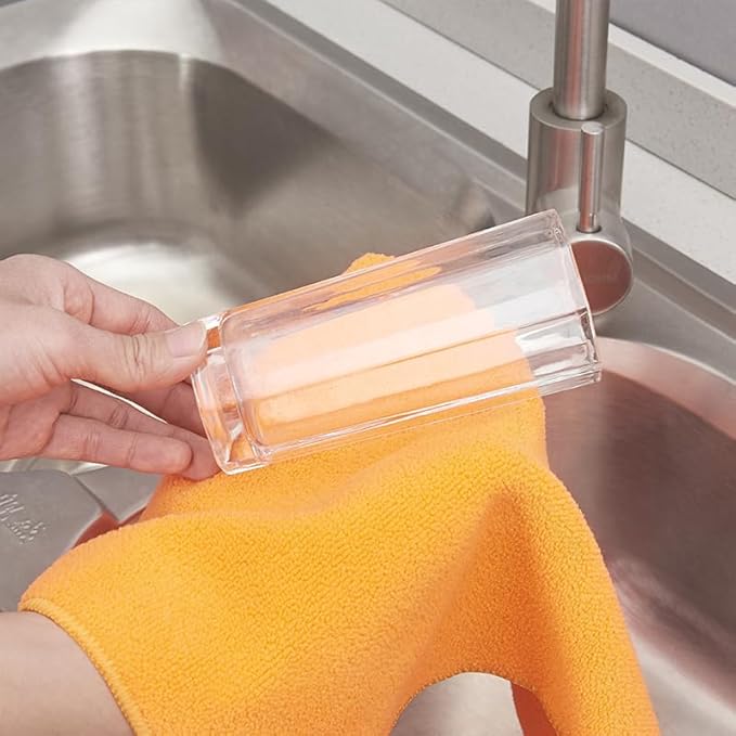 8 Pack Cleaning Cloths, Reusable Microfiber Cloth, Nanoscale Cleaning Cloth Lint Free Cloth Easy Clean Mixed [Blue+Orange]