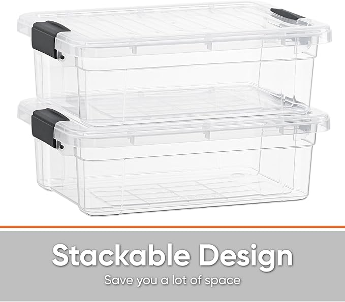 7.4 Quart Clear Plastic Storage Bin with Lid, Non-Toxic, BPA Free, 10 Pack