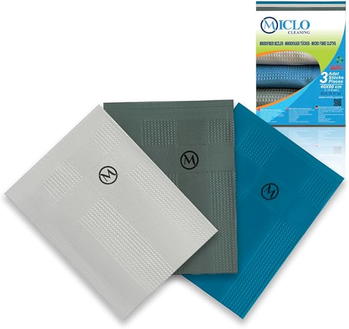 Microfibre Premium Cleaning Cloth Set of 3 - Magic Cloth | All Purpose, Absorbent Washcloth | Microfiber for Window, Kitchen, Bathroom | Lint-Free, Scratch-Free Glass CLoth | 16'' x 24'' | Dark Series