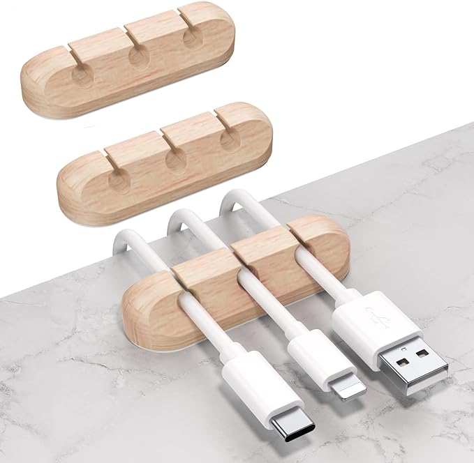 SOULWIT Cable Holder Clips, 3-Pack Cable Management Cord Organizer Clips Silicone Self Adhesive for Desktop USB Charging Cable Nightstand Power Cord Mouse Cable Wire PC Office Home