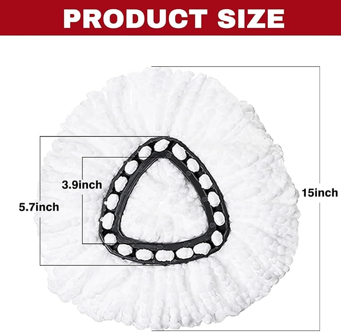 15 Pack Spin Mop Replacement Heads, Mop Replace Head Easywring 1-Tank System, Mop Head Replacement for Hardwood Floor Cleaning, Machine Washable and Easy to Replace