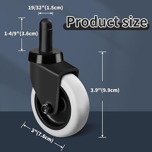 Besitu 3" Mop Bucket Wheels Replacement, Non-Marking TPR Castors Set of 4 for Rubbermaid Models 7570-L2, 7571,7580,7581,7582 7583