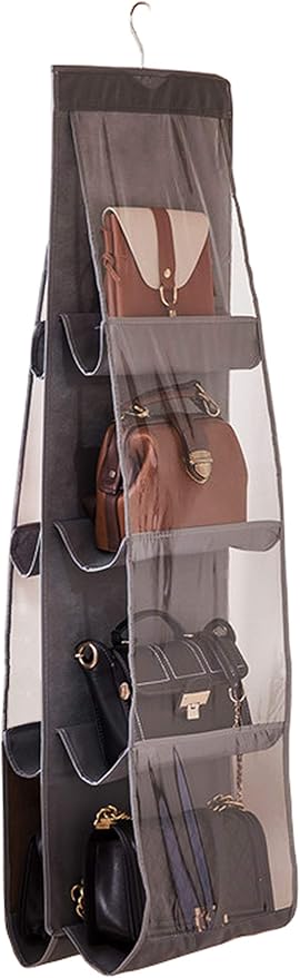 1 Pack Hanging Handbag Purse Organizer for Closet, B-Dark Gray