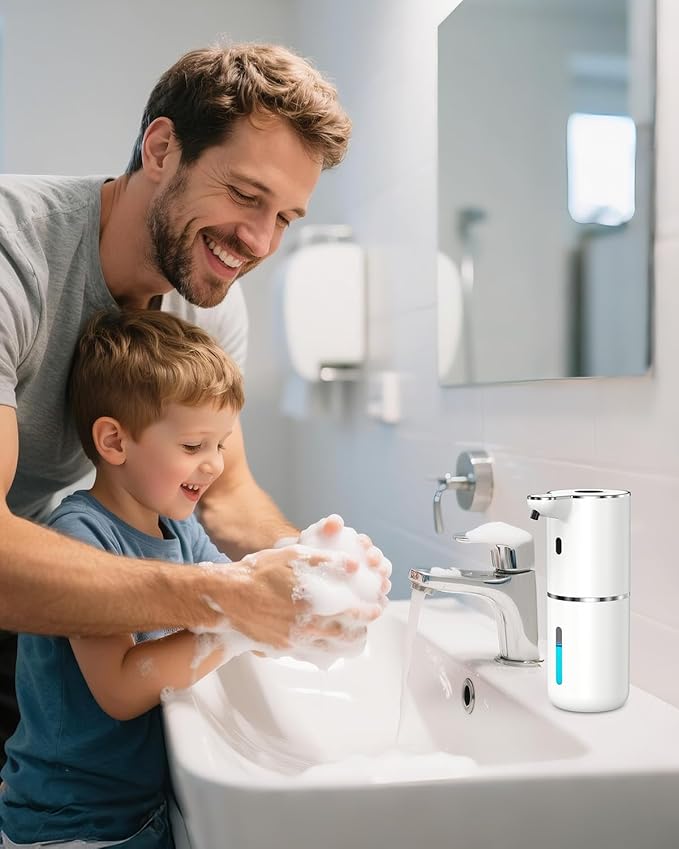 KeeKit Automatic Soap Dispenser, 380ml/12.8oz Touchless Foaming Soap Dispenser Rechargeable, Wall Mounted with 6-Level Adjust Automatic Soap Dispenserable Foam, IPX5 Waterproof, for Bathroom, Kitchen
