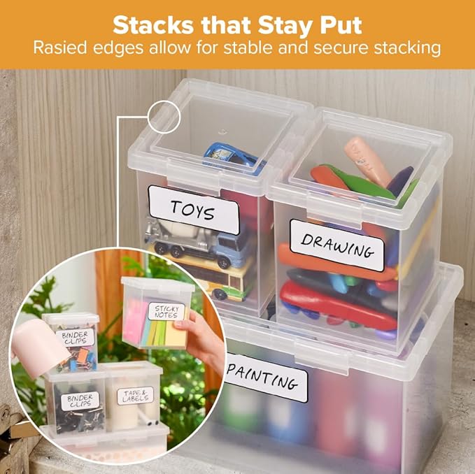 Bostitch Konnect Storage Containers with Lids, 1 4 Qt Box, 2 1.5 Qt boxes
