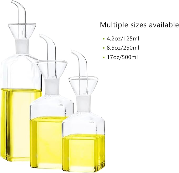 Olive Oil bottle, Olive Oil Dispenser, Olive Oil Vinegar Cruet, Cooking Wine Cotainer Salad Dressing Glass Oil Bottle, Vinaigrette Oil Dispenser for Kitchen or BBQ(4.2oz)