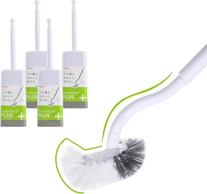 Marbarsse Bathroom Toilet Bowl Brush and Holder, Curved Design Toilet Brush for Deep Cleaning Under Rim, Best Toilet Brush Set, Easy Handy CompactToilet BowlCleaner Brush for Bathroom, 4 Pack