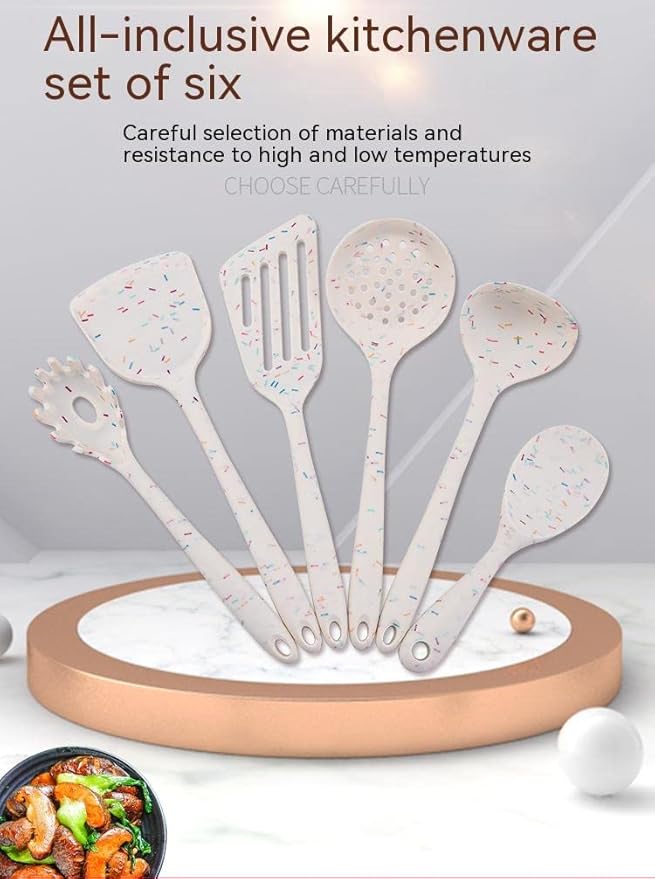 6 Pcs Silicone Kitchen Utensils Set, Silicone Cooking Utensils, Heat Resistant Kitchen Cooking Utensils Set,High Heat Resistant to 480°F, Hygienic One Piece Design, (Black)