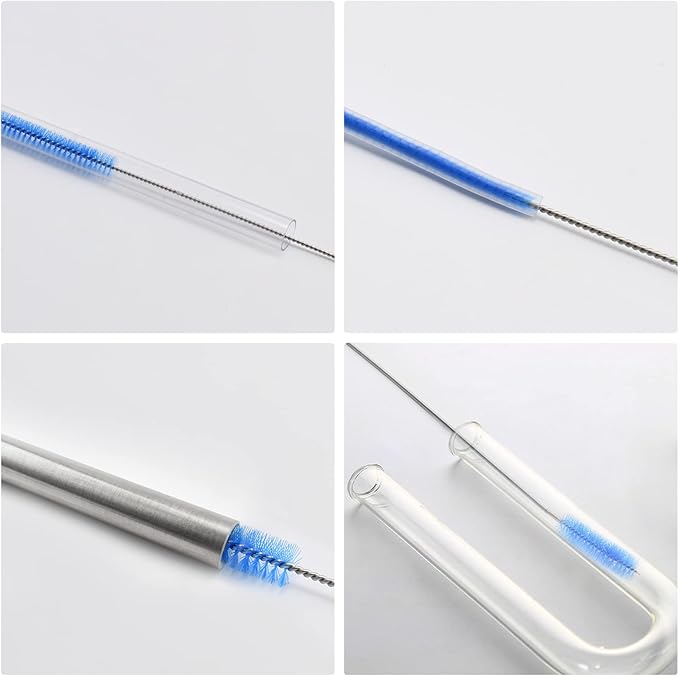 Flexible Drain Brush Cleaner Kit – 5ft Long Elastic Double Head Nylon Cleaning Brush + 3pcs 10inch Straw Brushes for Aquarium Water Filter Pipe Hose