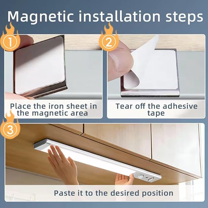 2-Pack Under Cabinet Lights, 1500mAh Rechargeable 52-LED Motion Sensor Light, 10-inch Wireless Magnetic Stick-On Closet Lights, Stepless Dimmable Night Light for Kitchen, Pantry, Wardrobe