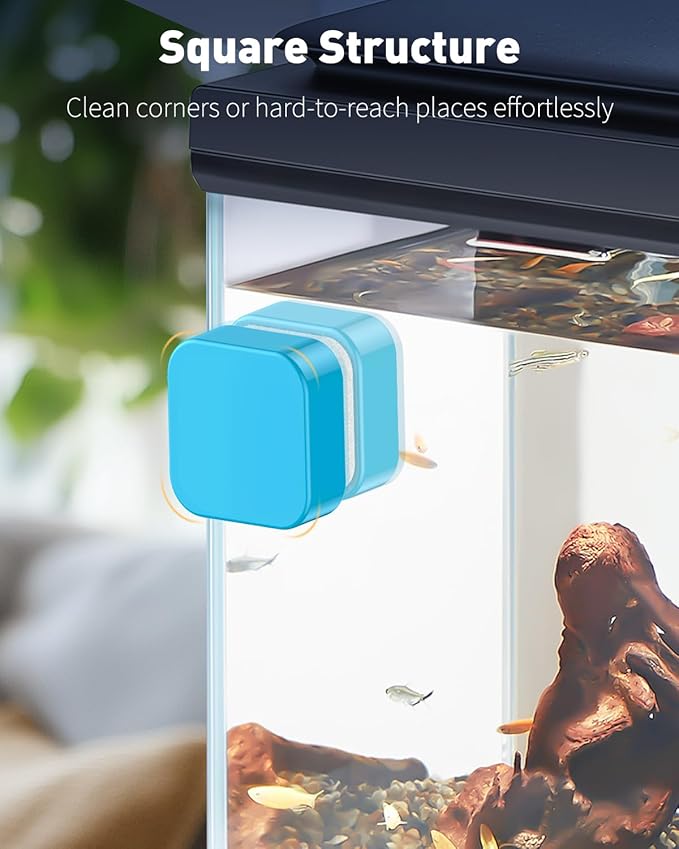 Pawfly Magnetic Aquarium Glass Cleaner Fish Tank Magnetic Brush with Mirror