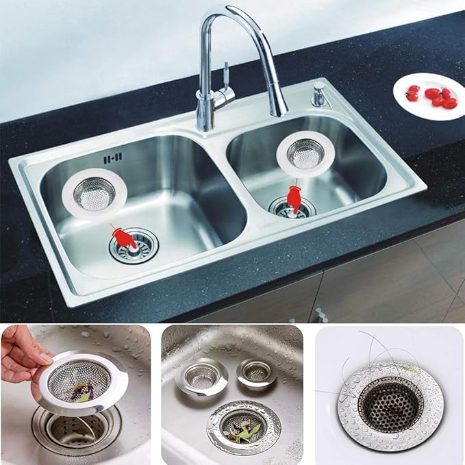 Kitchen Sink Strainer Stainless Steel Sink Strainer with Large Wide Rim 4.5" for Mesh Sink Strainer, Bathroom, Slop, Laundry, RV, Lavatory, Large