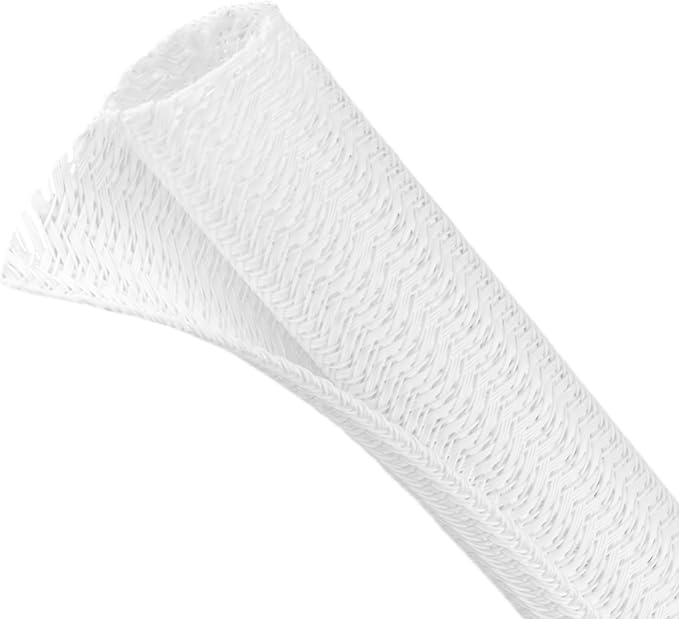 Split Wire Loom Tubing, Cable Protector Sleeve, Braided Cable Management for TV/Computer/Home Theater/Engine Bay, Cord Protectors from Pets No Chew (White, 3/4"-25ft)