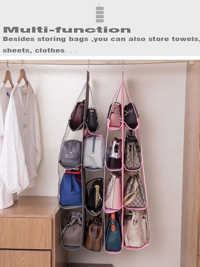 1 Pack Hanging Handbag Purse Organizer for Closet, B-Dark Gray