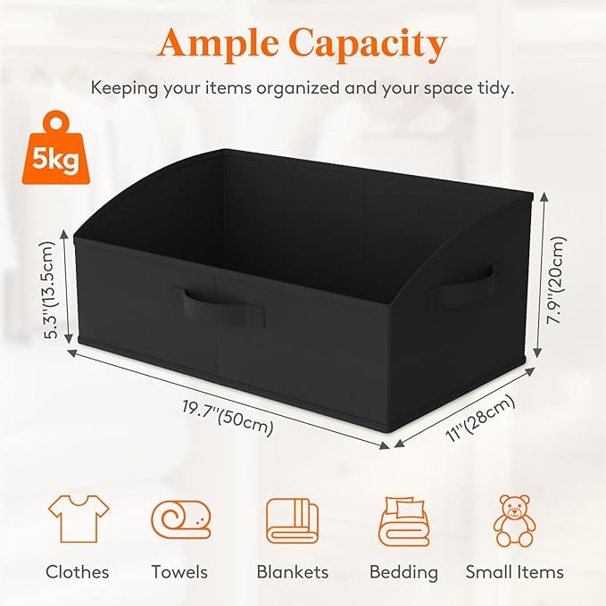 Lifewit Trapezoid Closet Storage Bins for Shelf, 6 Packs Non-woven Closet Organizer Baskets with Handles