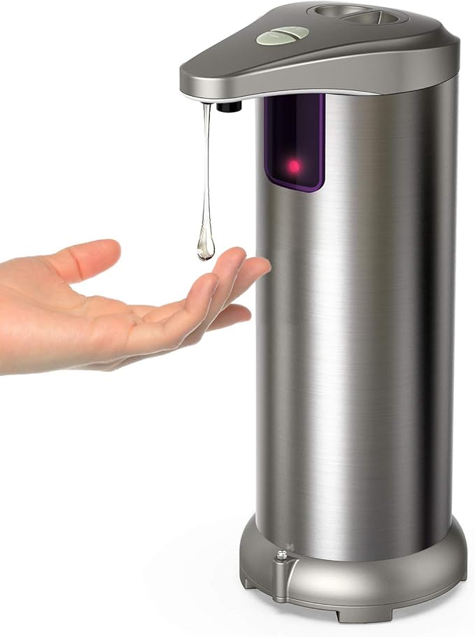 Infrared Automatic Soap Dispenser, Electric Soap Dispenser, Stainless Steel Touchless Auto Hand Soap Dispenser for Bathroom Kitchen Hotel Restaurant. 4 AAA Batteries (NOT Included).