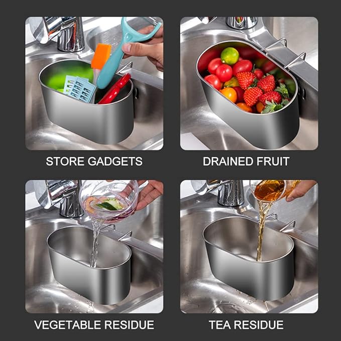 Stainless Steel Sink Drain Strainer Basket, Kitchen Food Catcher Sink Strainer Basket