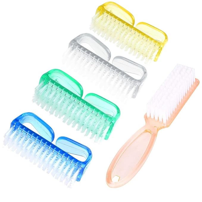 5PCS Handle Grip Nail Brush, Hand Fingernail Scrub Cleaning Brushes for Toes and Nails Cleaner, Pedicure Scrubbing tool kit for Men and Women (Multicolor)