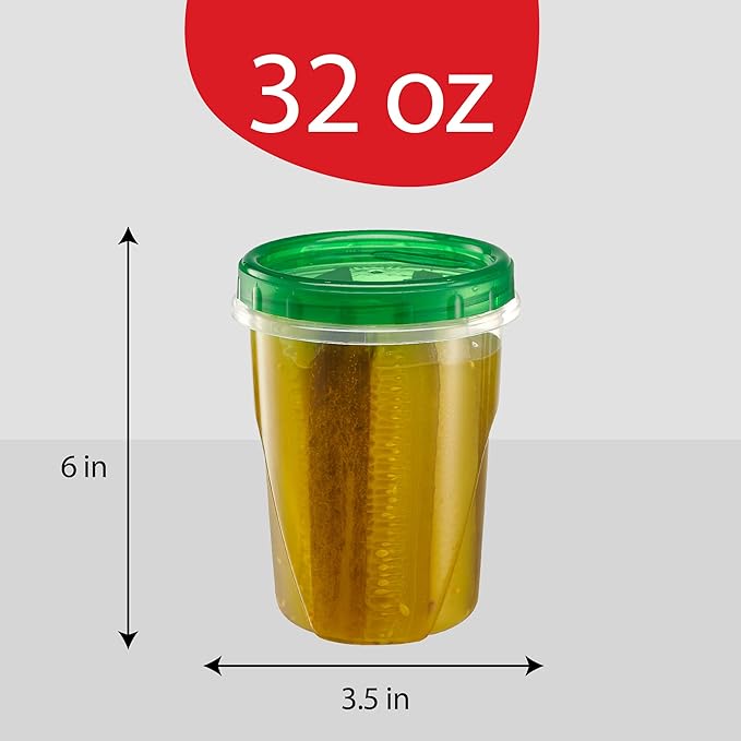 PLASTICPRO 12 Pack Twist Cap Food Storage Containers with Green Screw on Lid- 32 oz Reusable Meal Prep Containers
