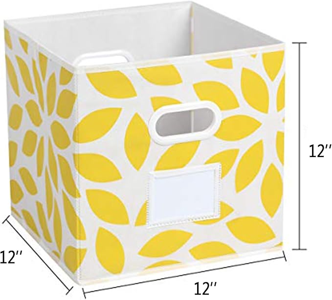 MAX Houser Fabric Storage Bins Cubes Baskets Containers with Dual Plastic Handles for Home Closet Bedroom Drawers Organizers, Foldable, Set of 4