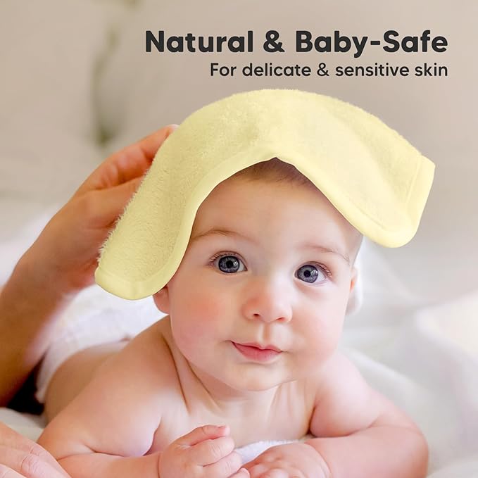 6-Pack Baby Washcloths – Soft Absorbent Viscose from Bamboo Washcloths for Face, Body, Baby Towels for Newborn, Kids, Toddlers, Infant, Gentle on Sensitive Skin, 10x10 Reusable Face Towels (Sunshine)