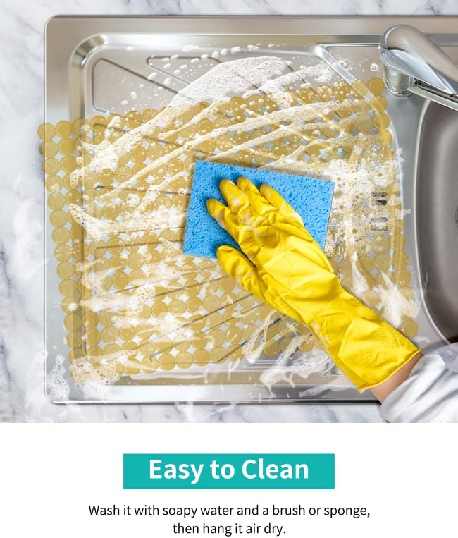 Bligli 2-Pack Kitchen Sink Mat: PVC Eco-Friendly Adjustable Sink Protector | Sink liner Pad | Dish Drying Mats, Easy to Clean & DIY Cut | 15.7 x 11.8 inch (Brown)