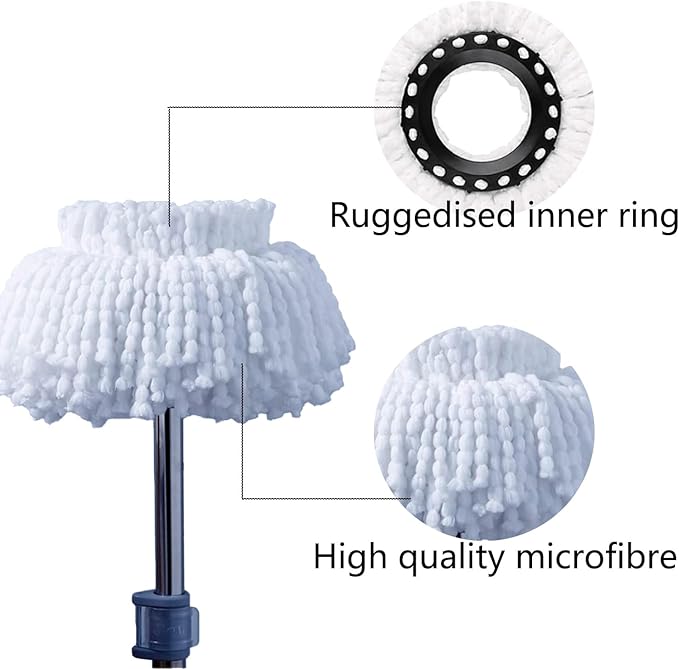 PULNDA Mop Head Replacement,360° Spin Mop Replacement Head,Round Mop Head Microfiber Refills,8 Pack