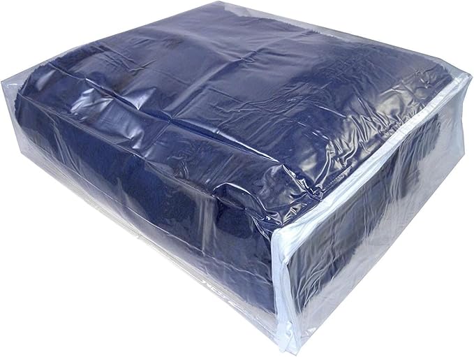 Set of 10 Clear Vinyl Zippered Blanket Storage Bags 15x18x5 Inch