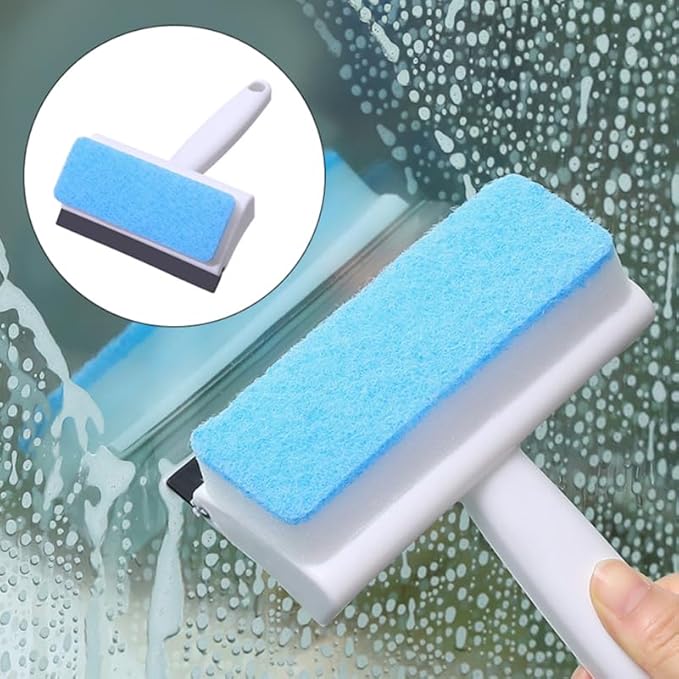 Baluue Window Cleaner - 2-in-1 Squeegee & Sponge (7.28") - Car/Glass Cleaning