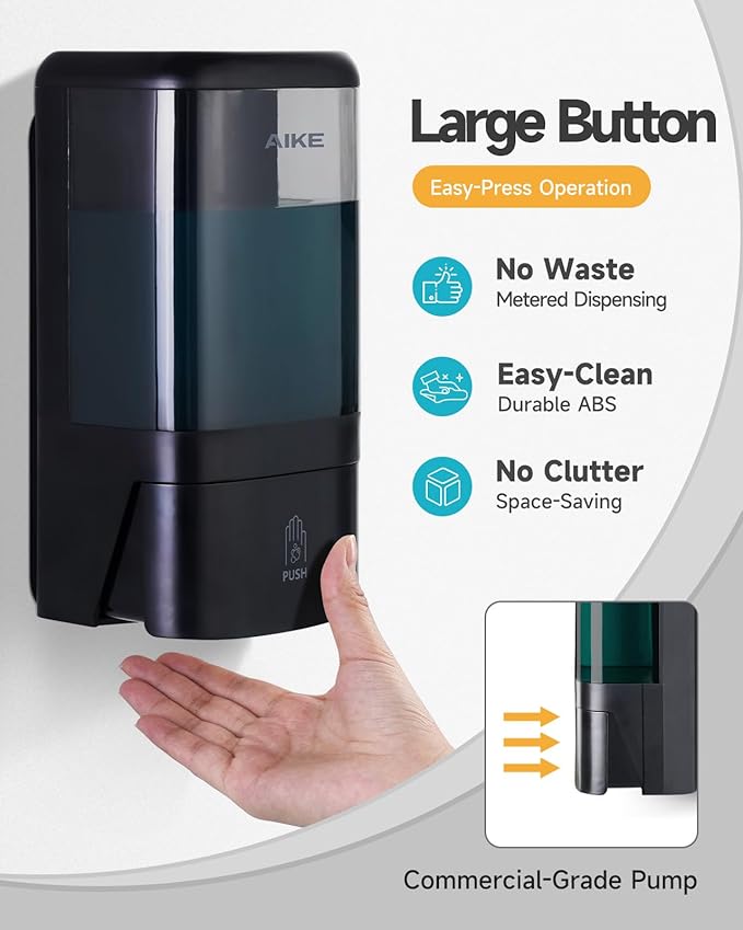 AIKE Wall Mount Foaming Soap Dispenser for Commercial Bathrooms,40 oz Large Capacity AK1007F,Black