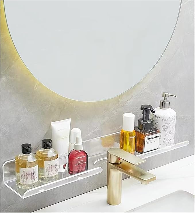 ROYALITA 17 Inch Acrylic Bathroom Shelf Organizer Over The Faucet, Bathroom Sink Rack Over The Sink Shelf, Countertop Organizer Kitchen Above Faucet