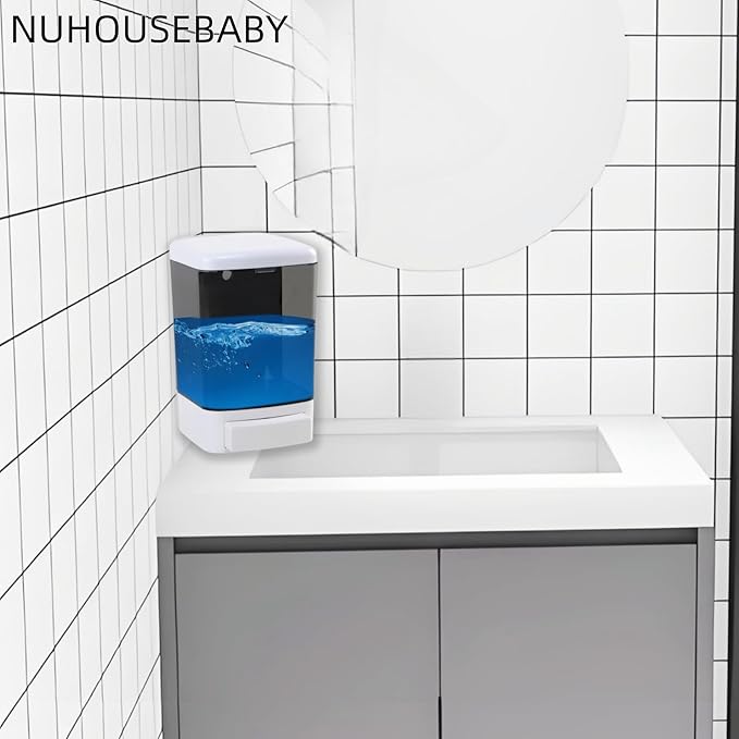 Manual Soap Dispenser Kitchen Bathroom Wall Mounted Hand Dispensers Commercial for Liquid Containers Shampoo Gel Chamber Plastic - (33.8 oz) 1000ml