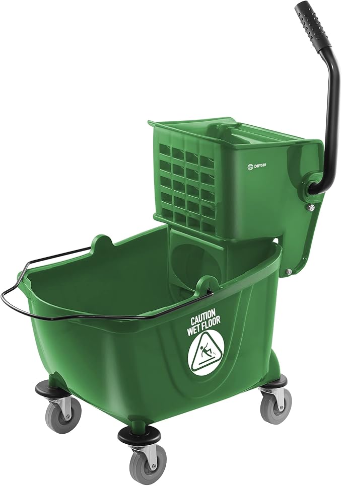 Dryser Commercial Mop Bucket with Side Press Wringer, 26 Quart, Green