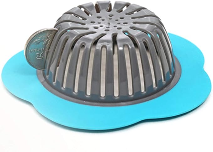 2-Pack Plastic Sink Strainer Kitchen Bathroom Tools Flower Shaped Anti Blocking Sink Drains Cover Filter 11.5x3.9cm (Blue + Red)