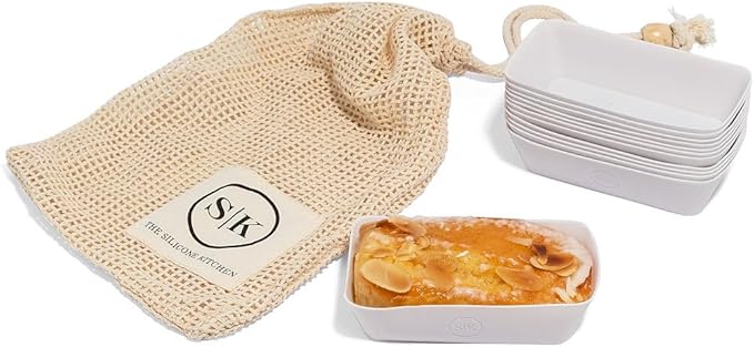The Silicone Kitchen Silicone Individual Mini Loaf Pans - Reusable, Non-Toxic, BPA Free, Dishwasher Safe, Bento Box Accessories (12 Pack, White)