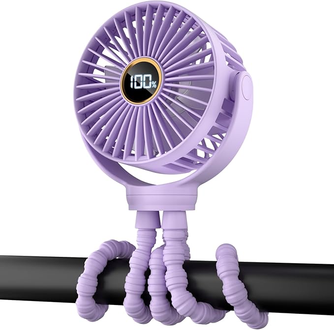 buywoo Portable Stroller Mini Fan, Small Rechargeable Personal Fan, Travel Essentials for Baby, Wagon, Car Seat, Treadmill