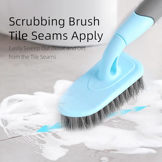 2-Pack Scrub Brush for Cleaning with Long Handle, Medium Firm Brush Bathroom Cleaning Supplies and Bathtub Cleaner and Shower Cleaning, Multi-Scene Use for Kitchen or Carpet