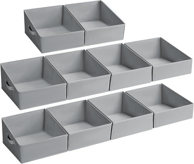DIMJ Closet Storage Bins 10 Pack - Fabric Storage Baskets for Shelves, Collapsible Clothes Organizer with Handles