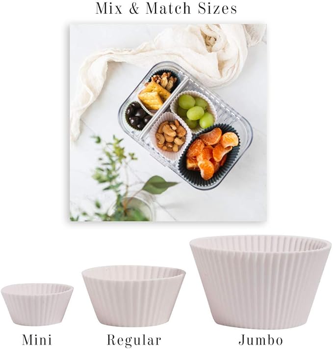 The Silicone Kitchen Reusable Silicone Baking Cups, Non-Toxic, BPA Free, Dishwasher Safe, Regular, Pack of 12, Designer White
