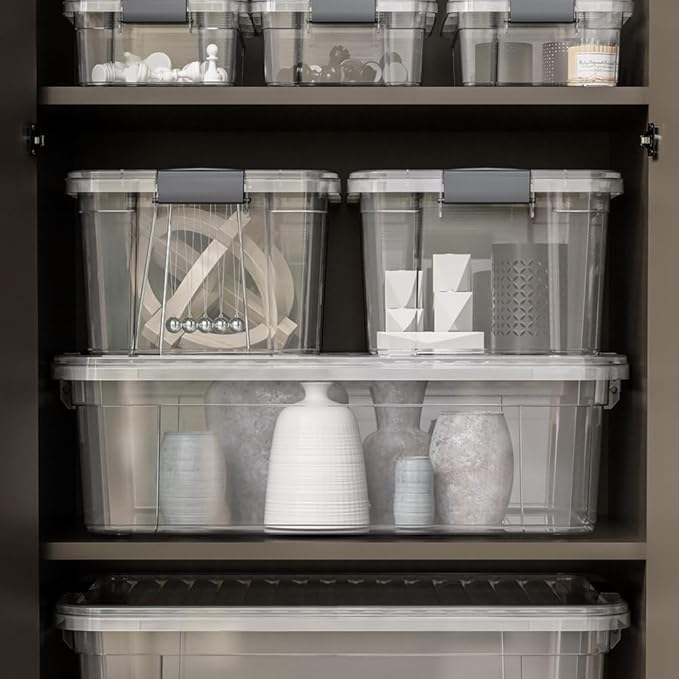 Storage Bins with Lids, Clear Plastic Containers for Organizing, 2 Pack, 28.5 Qt