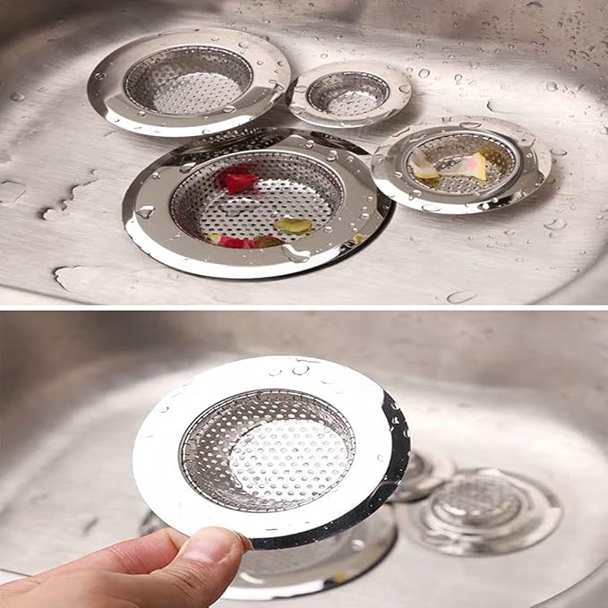 Drain Hair Catcher,Drain Stoper,Shower Drain Cover for Bathtub, Kitchen Sink Strainer, Stainless Steel Bathroom Sink, Drain Stopper with (4 PCS,Black,2.7 in)