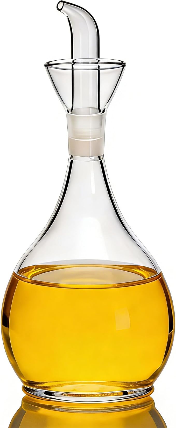 ELETON's Planet Pear Shape 14 ounces Clear Glass No Drip Oil Dispenser with Pourers and NO Funnel Needed - Oil Dispenser Bottle for Kitchen and BBQ