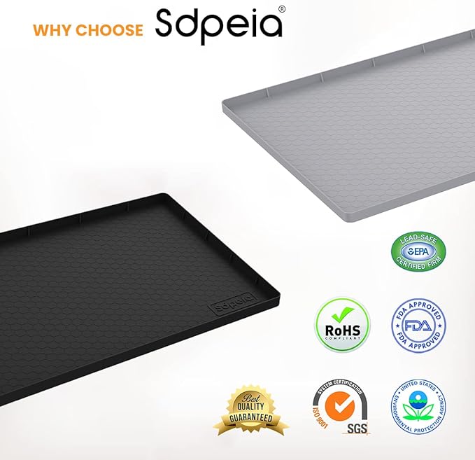 Under Sink Mat 31"×22" Waterproof Silicone Cabinet Liner & Sink Protector, Black